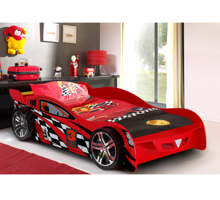 Racer King Single Car Bed - Red