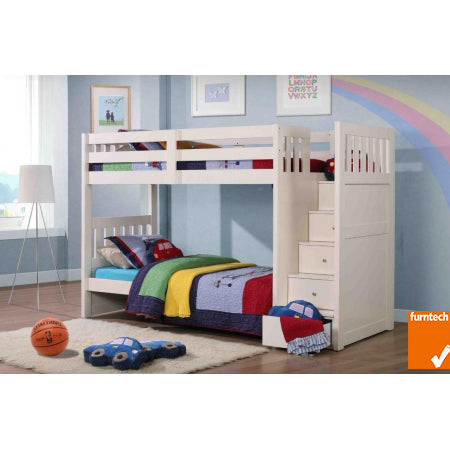 Neutron King Single Bunk Bed - White