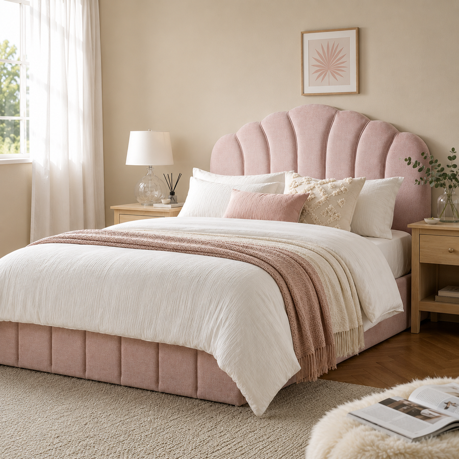 Rosie Double Upholstered Bed - Pink