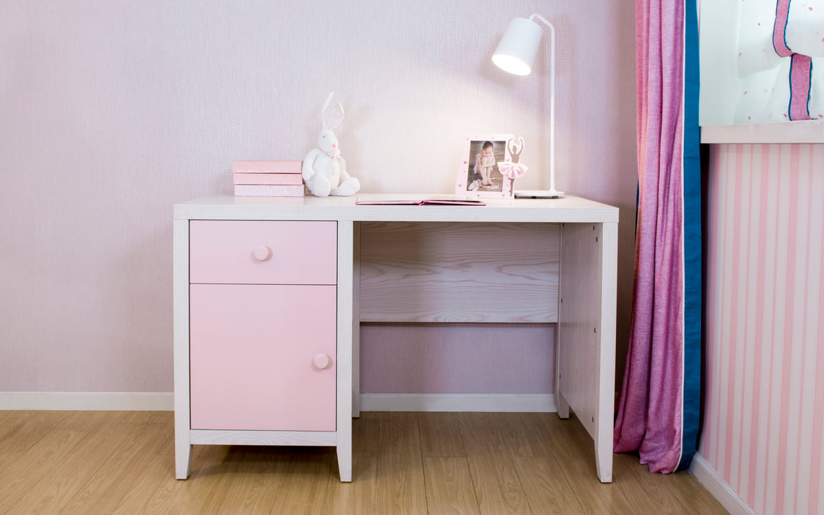 Elly Pink Desk with 1 Drawer and 1 Door