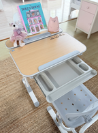 Jojo Height Adjustable Kids Ergonomic Study Desk & Chair Set - Grey/Oak