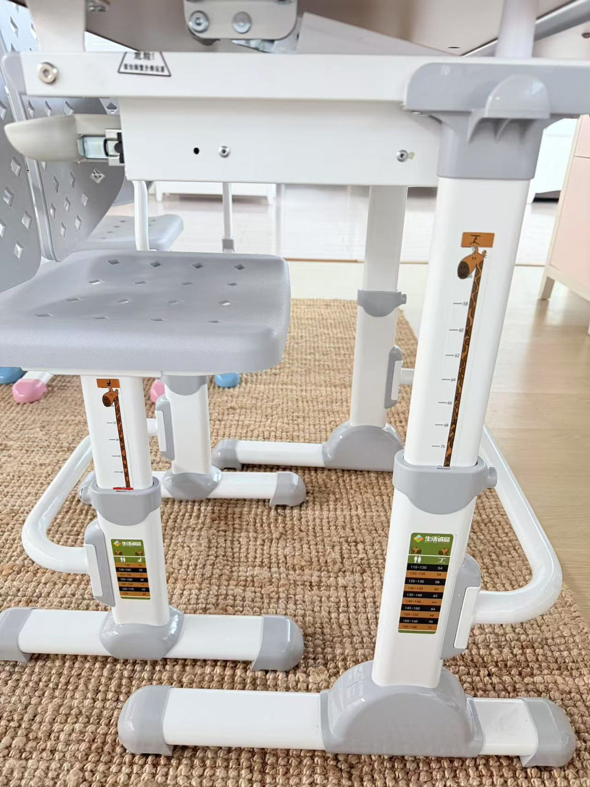 Jojo Height Adjustable Kids Ergonomic Study Desk & Chair Set - Grey/Oak