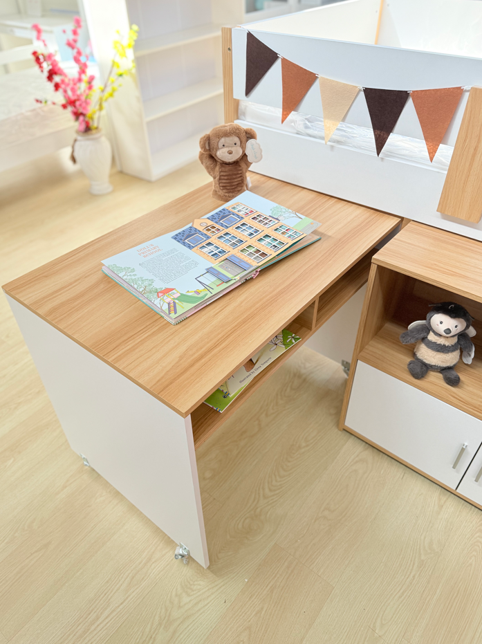Narrabeen Single Mid Sleeper Bed - White & Pine