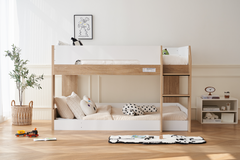 Bowral Single Low Bunk Bed - White & Light Wood