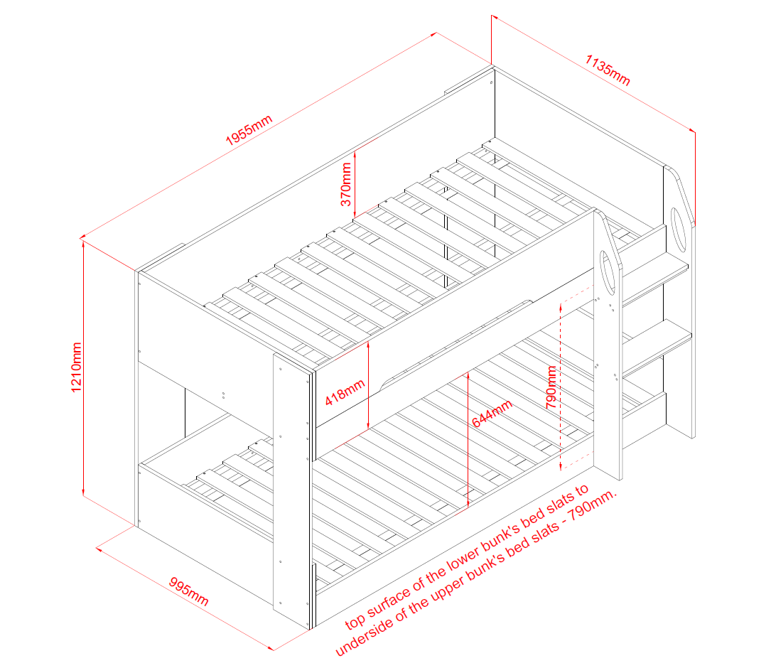 Bowral Single Low Bunk Bed - White & Light Wood