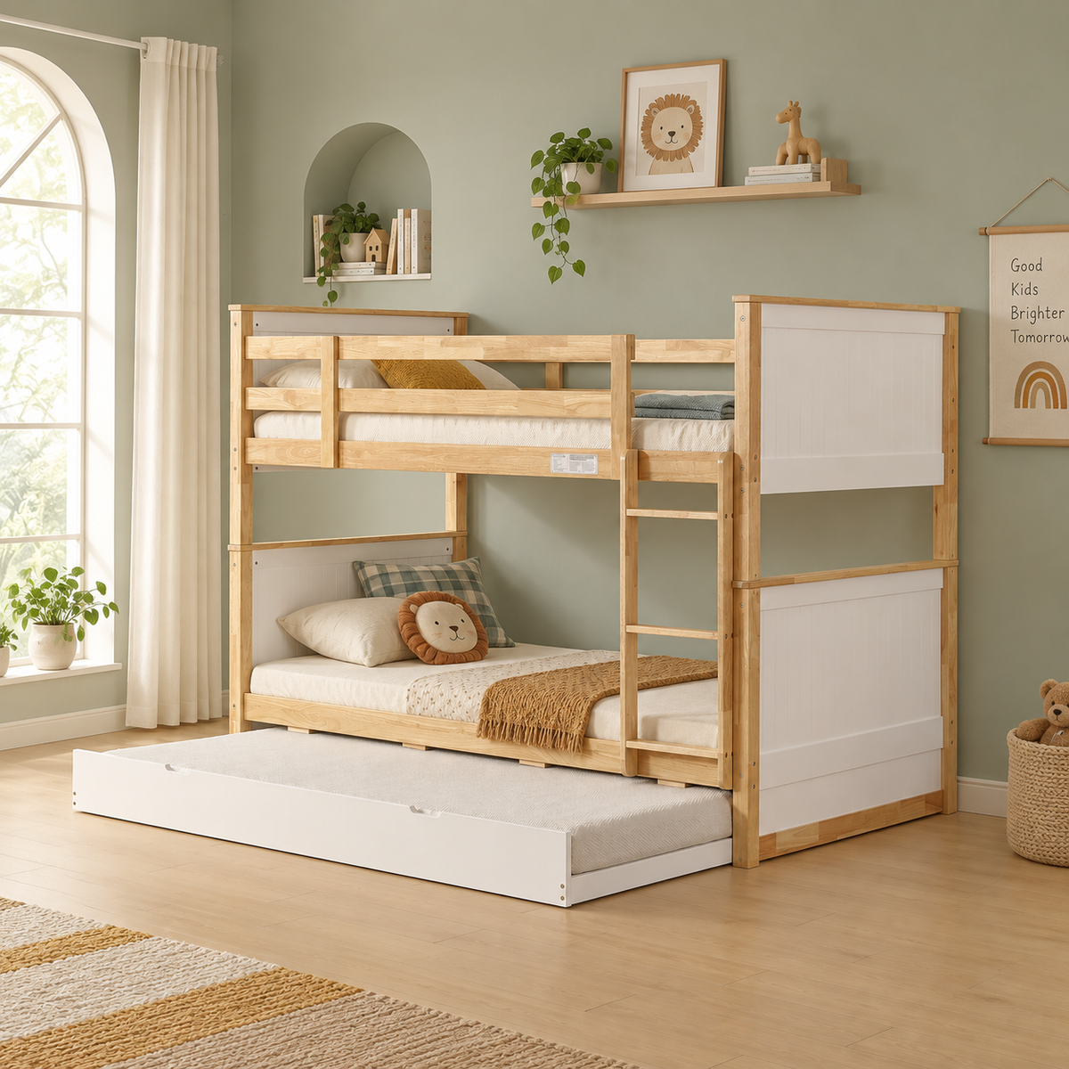 Midson King Single Bunk Bed with Trundle