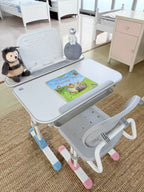 Big Paw Height Adjustable Kids Ergonomic Study Desk & Chair Set - Blue/Pink