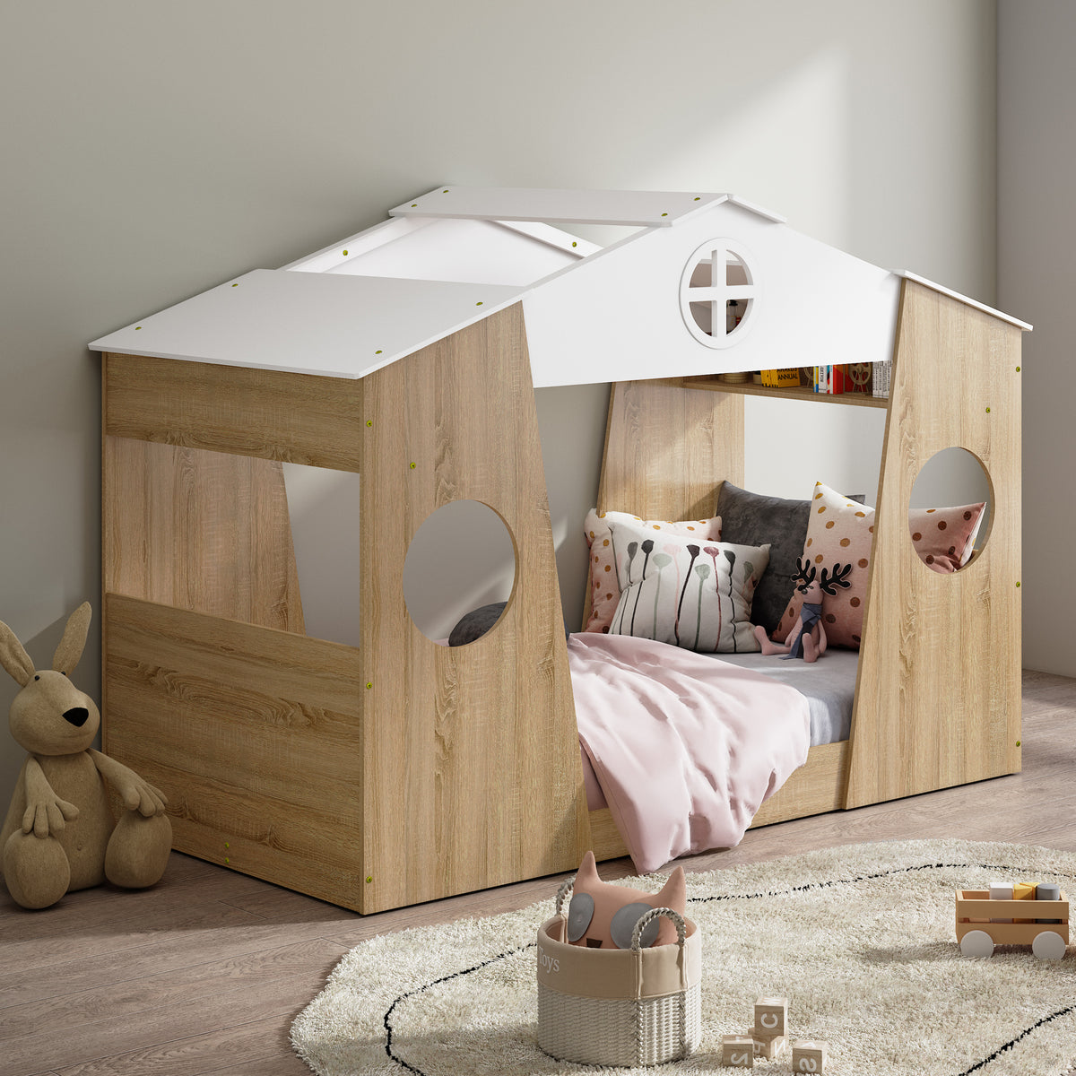 Tree House Single Bed - Oak & White