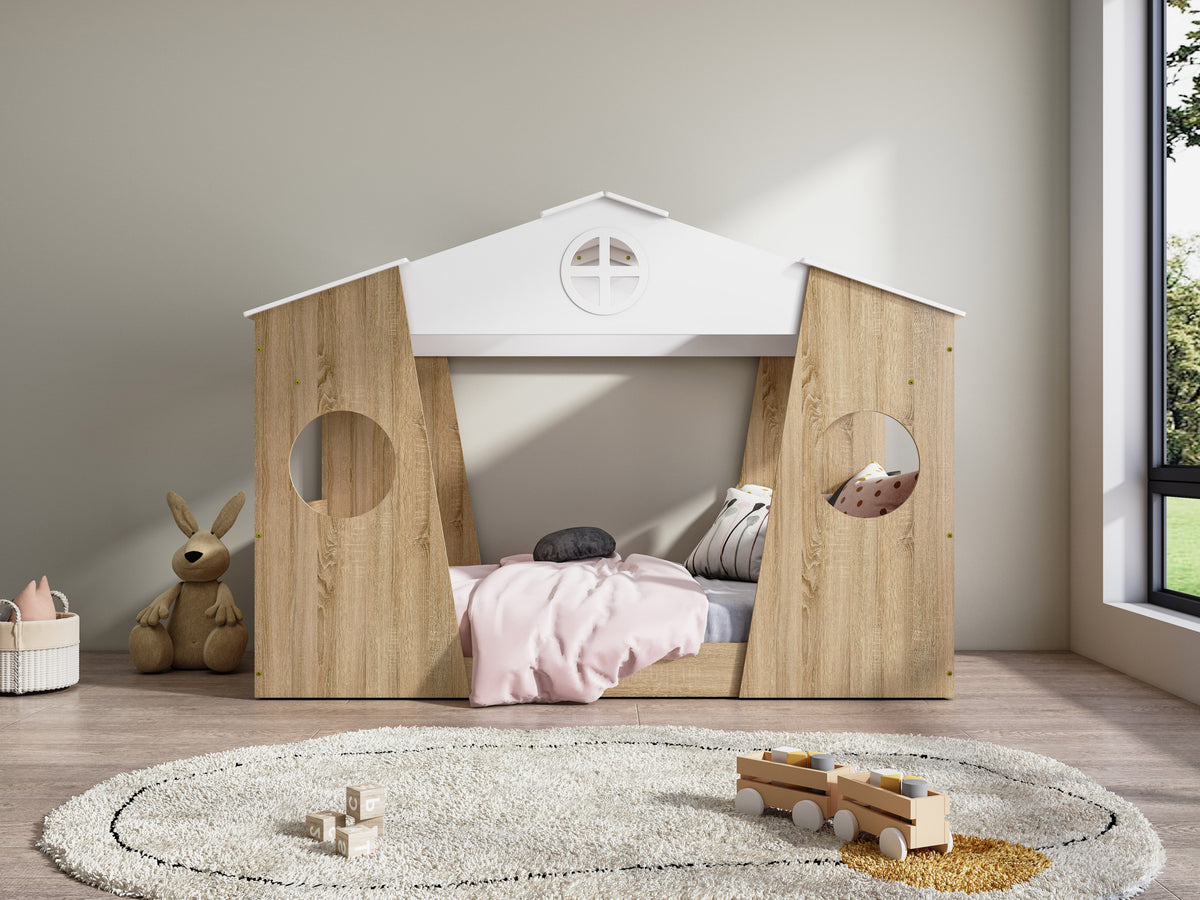 Tree House Single Bed - Oak & White