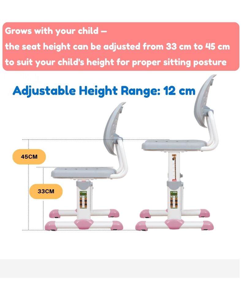 Big Paw Height Adjustable Kids Ergonomic Study Desk & Chair Set - Blue/Pink