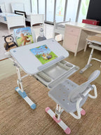 Big Paw Height Adjustable Kids Ergonomic Study Desk & Chair Set - Blue/Pink