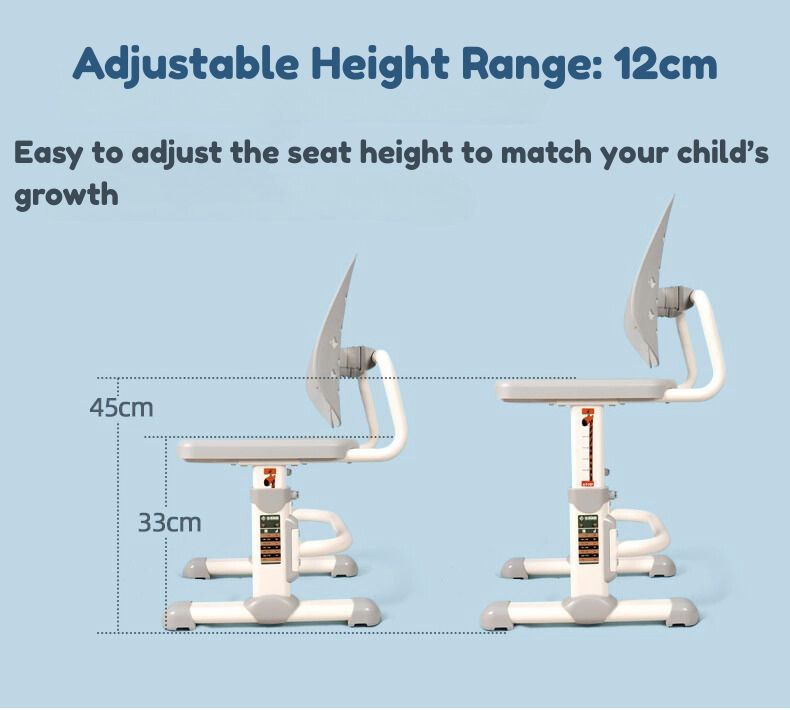 Jojo Height Adjustable Kids Ergonomic Study Desk & Chair Set - Grey/Oak