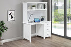 Hickory Desk with Hutch - White