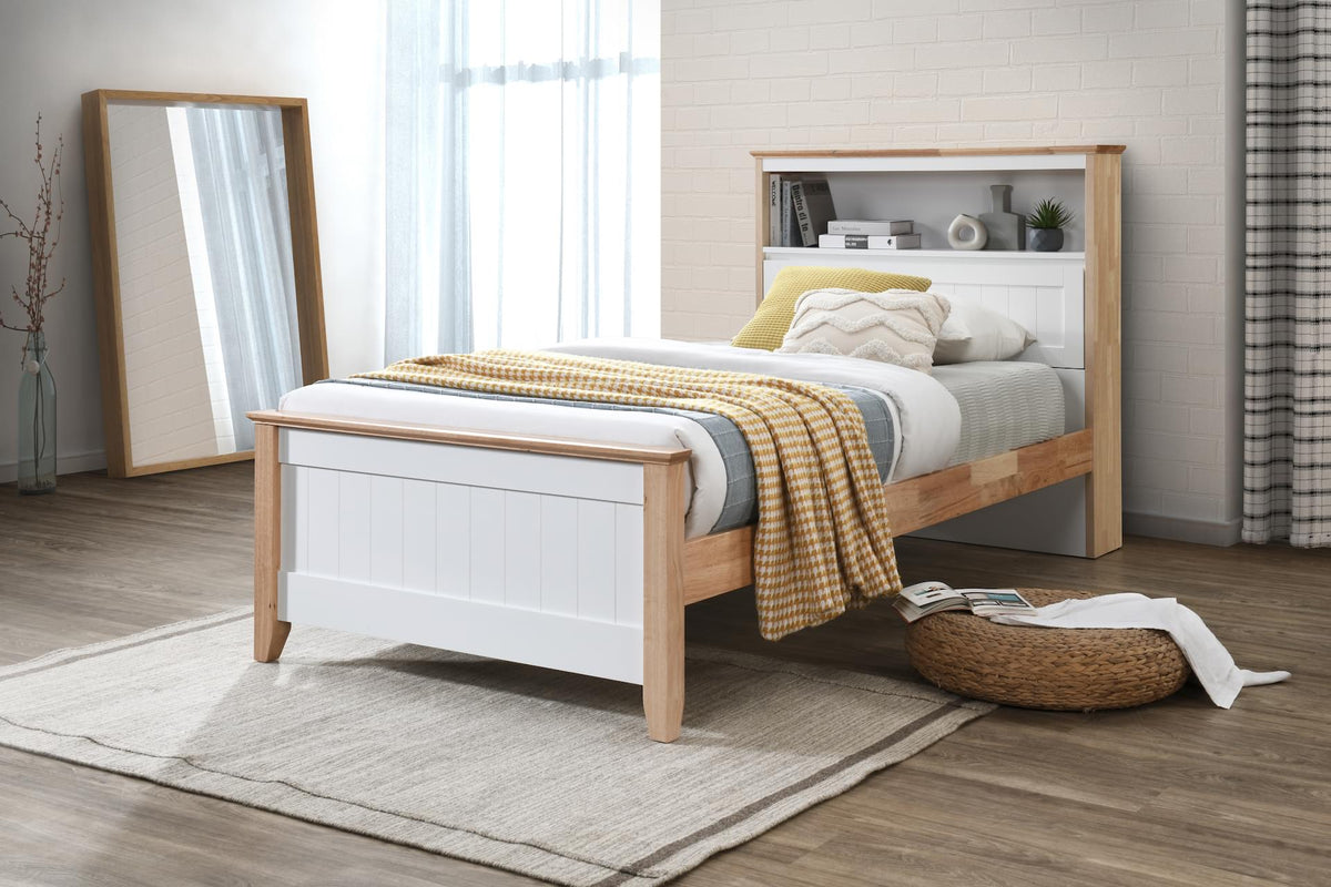 Jade King Single Bed with Storage Headboard