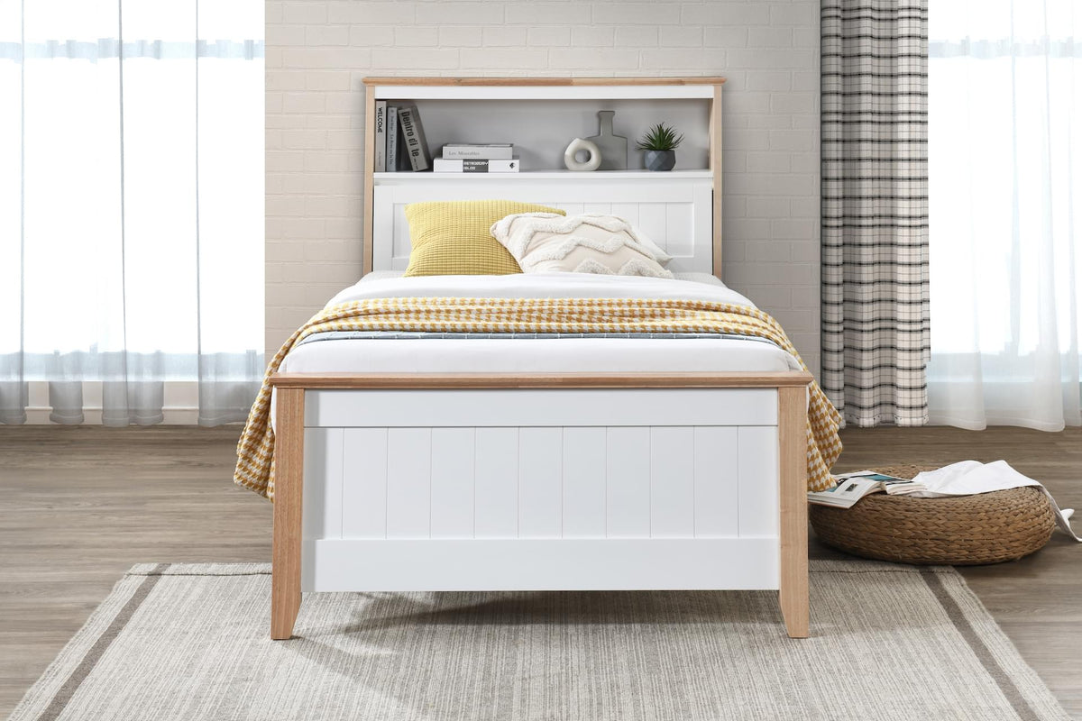 Jade King Single Bed with Storage Headboard