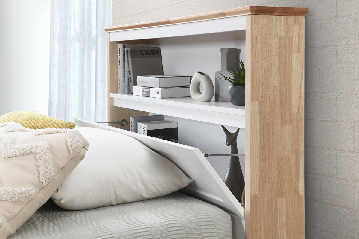 Jade King Single Bed with Storage Headboard