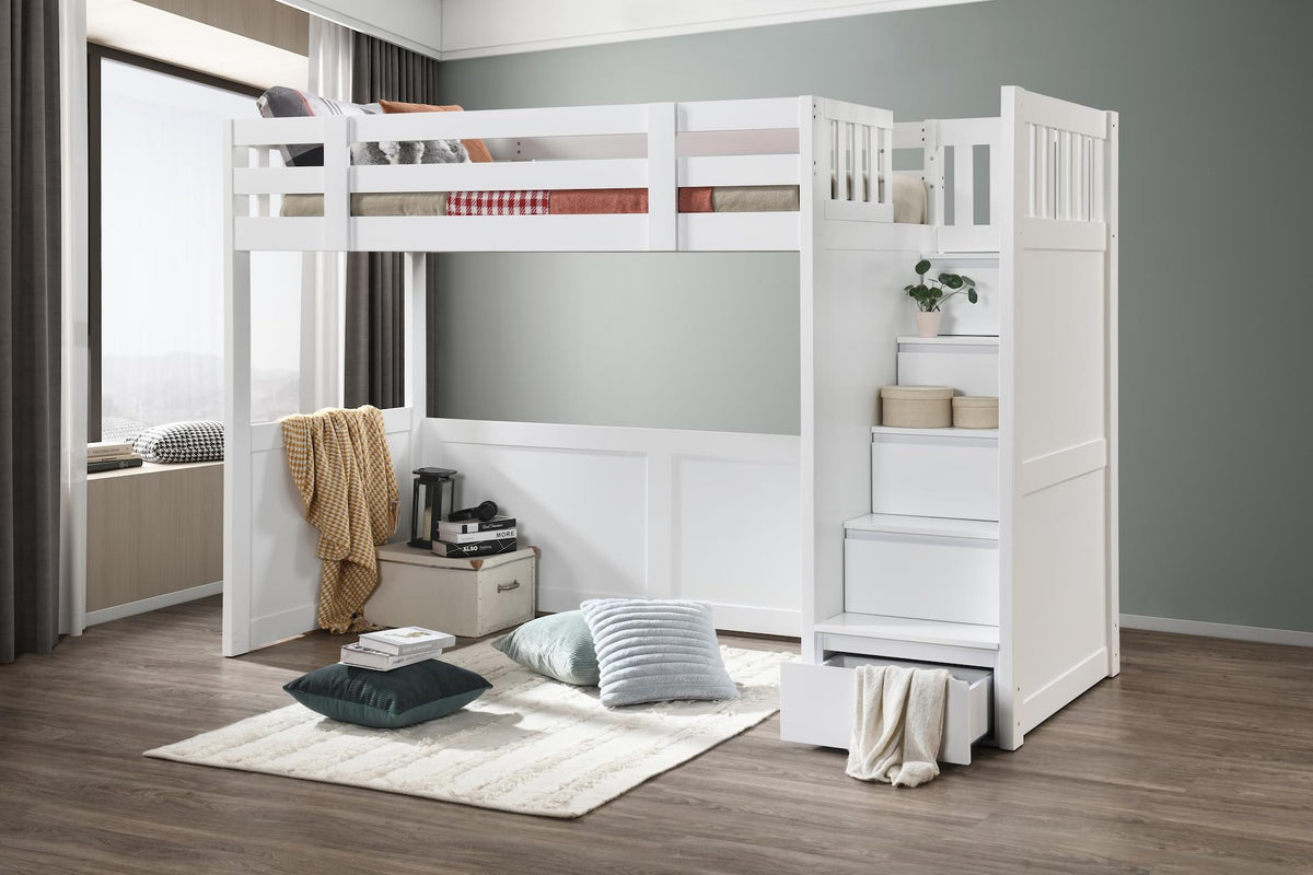 My Design King Single Loft Bed with Storage Stairs