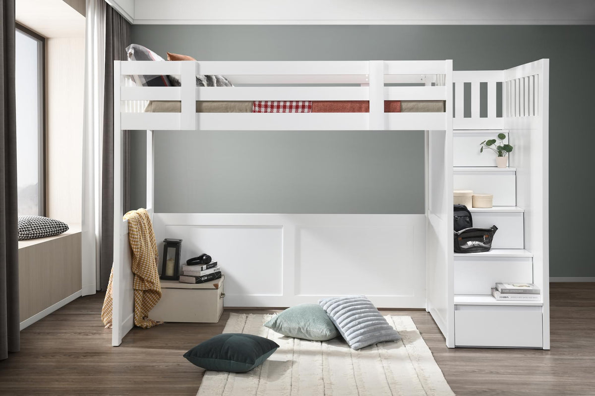 My Design King Single Loft Bed with Storage Stairs