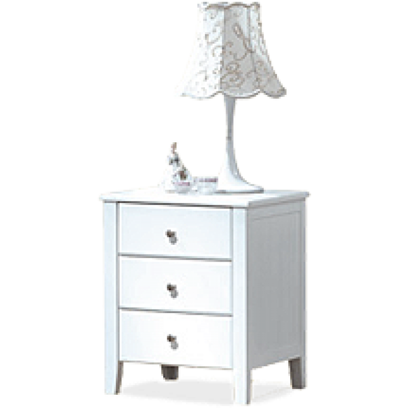 Chloe Bedside Table with 3 Drawers - White