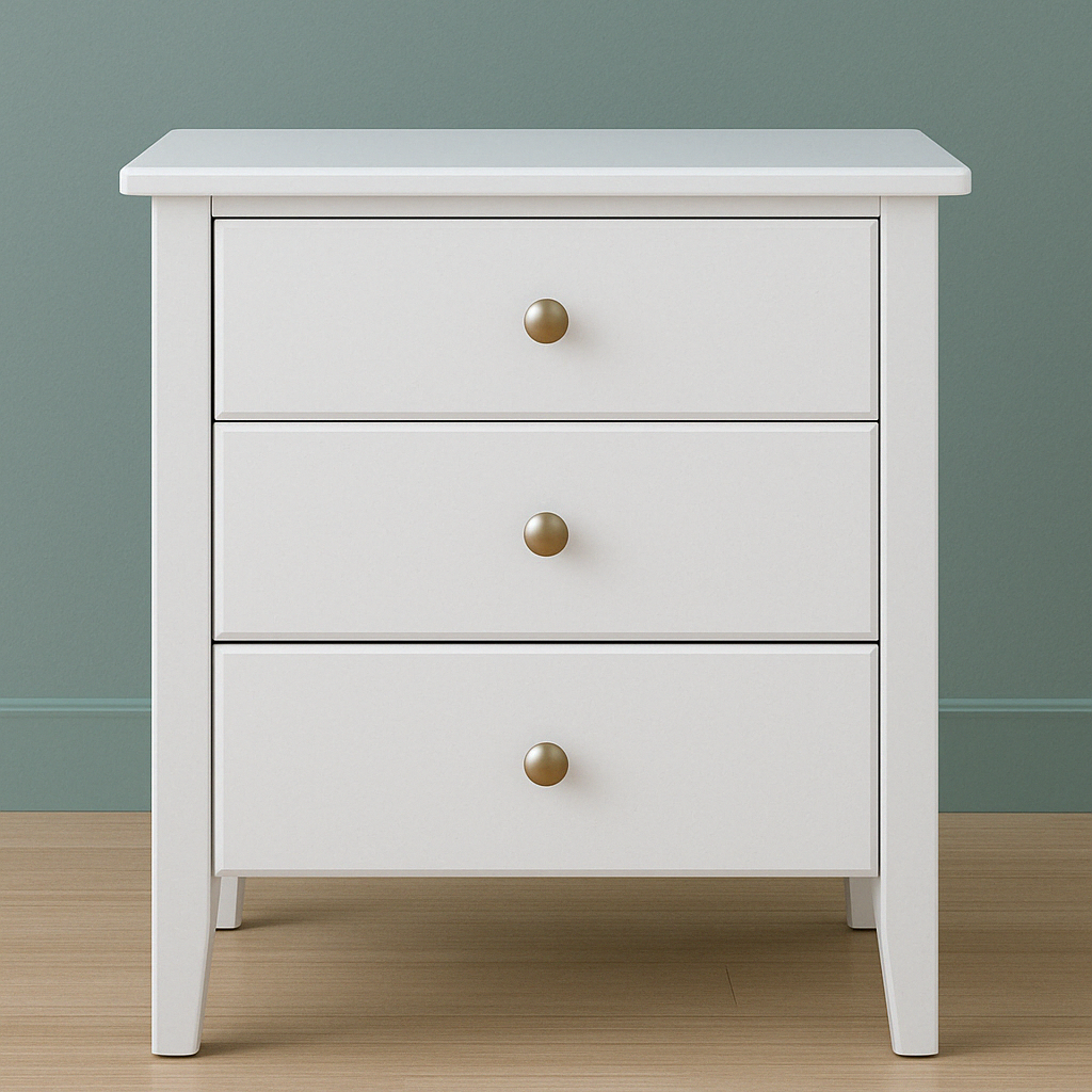 Chloe Bedside Table with 3 Drawers - White