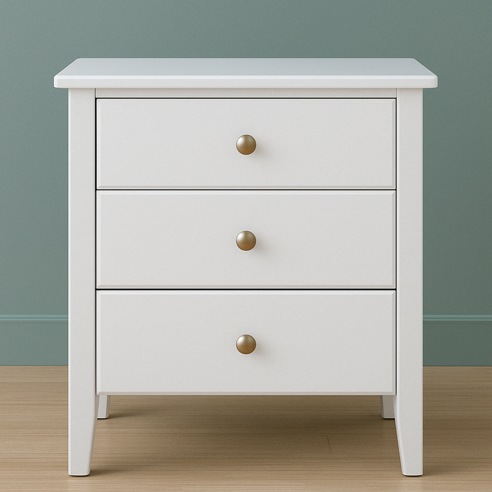 Chloe Bedside Table with 3 Drawers - White