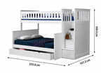Hestia Bunk Bed with Stairs - Single over Double