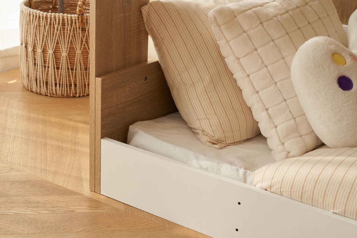 Bowral Single Low Bunk Bed - White & Light Wood