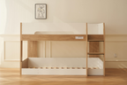 Bowral Single Low Bunk Bed - White & Light Wood