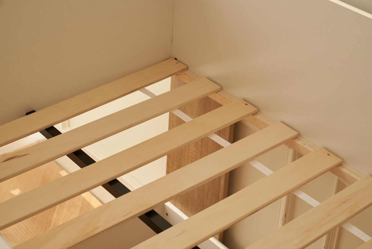 Bowral Single Low Bunk Bed - White & Light Wood
