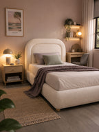 Eden King Single Boucle Bed - Ivory White