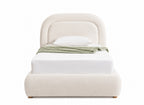 Eden King Single Boucle Bed - Ivory White