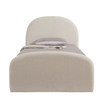 Eira King Single Boucle Bed with Trundle - Ivory White