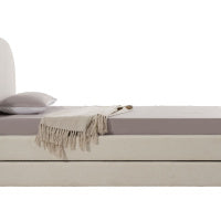 Eira King Single Boucle Bed with Trundle - Ivory White