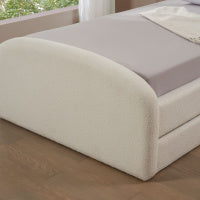 Eira King Single Boucle Bed with Trundle - Ivory White