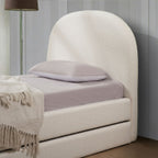Eira King Single Boucle Bed with Trundle - Ivory White