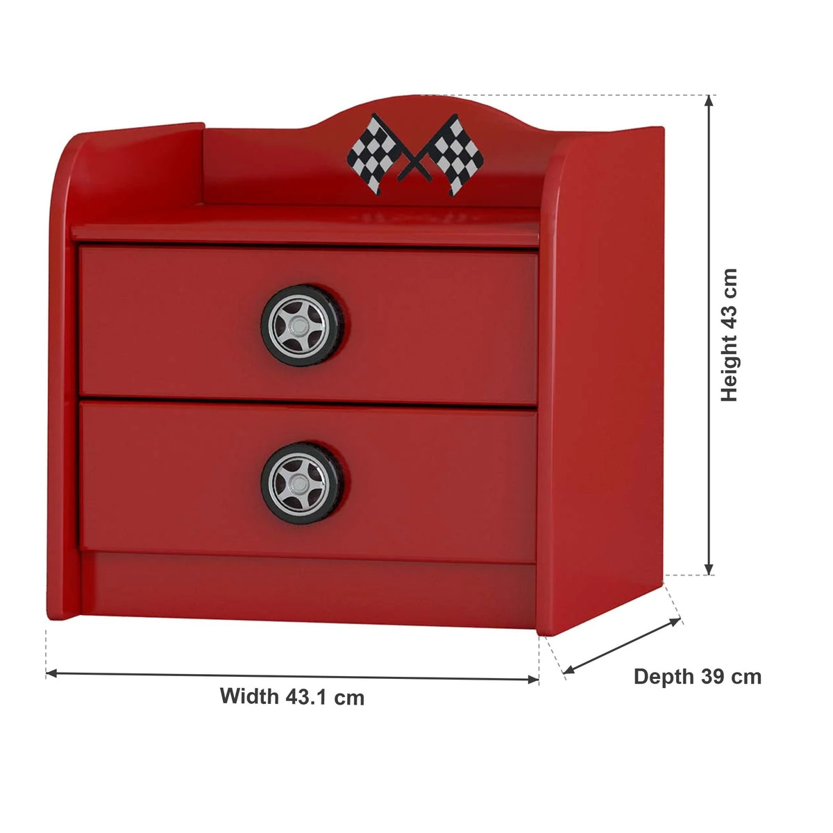 F1 Kids Bedside Table with 2 Drawers