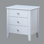 Chloe Bedside Table with 3 Drawers - White