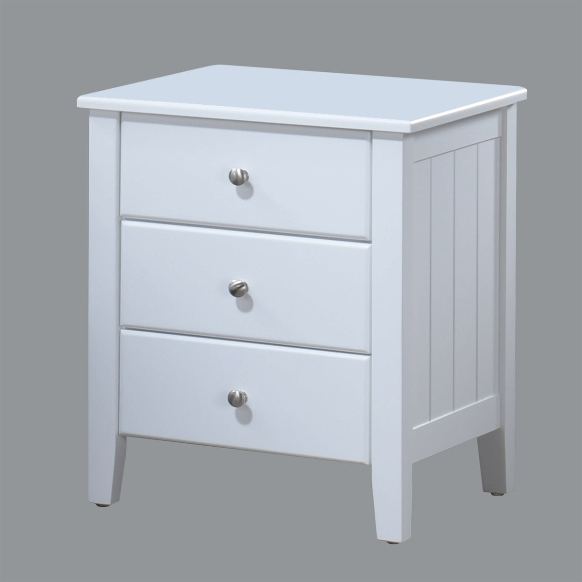 Chloe Bedside Table with 3 Drawers - White