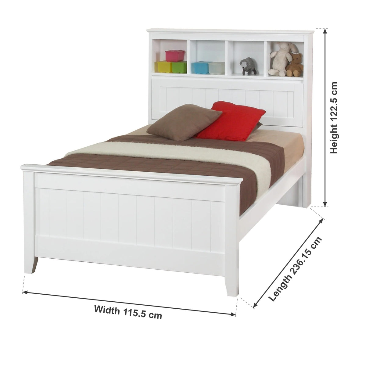 Jade King Single Bed with Storage Headboard