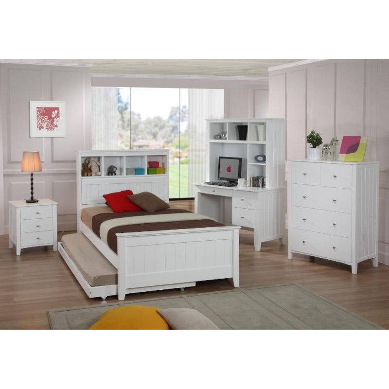 Chloe Bedside Table with 3 Drawers - White