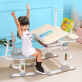 Jojo Height Adjustable Kids Ergonomic Study Desk & Chair Set - Grey/Oak