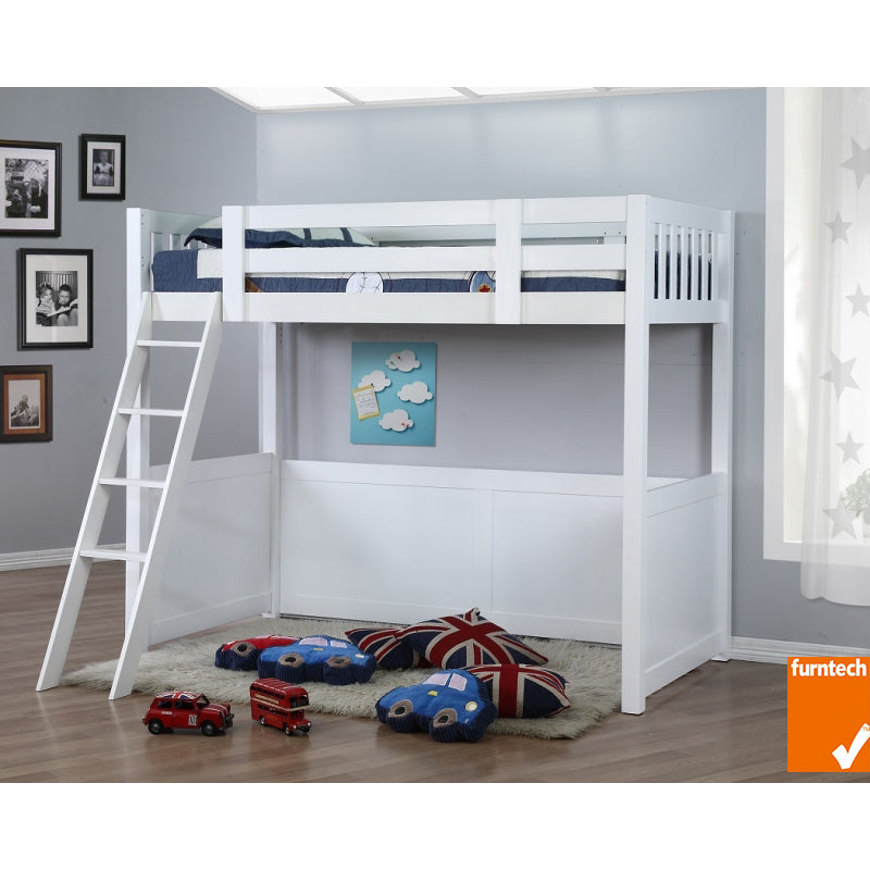 My Design King Single Loft Bed with Ladder - White