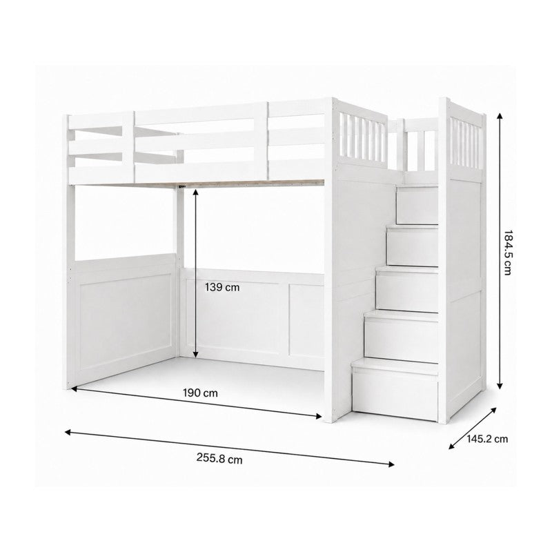 My Design Double Loft Bed with Storage Stairs