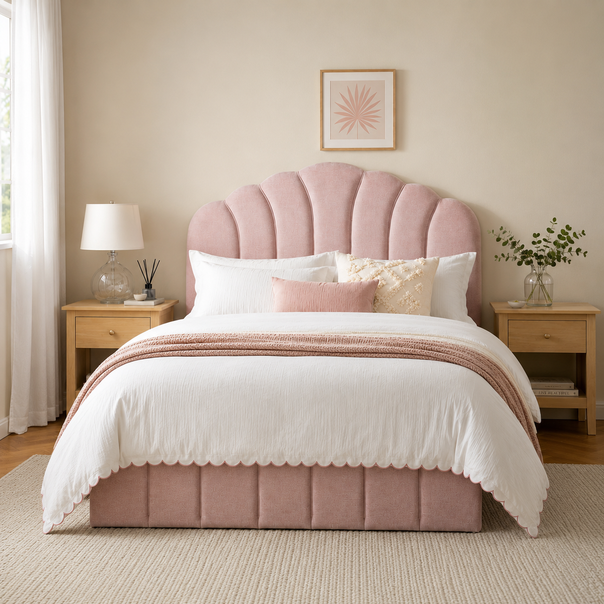 Rosie Double Upholstered Bed - Pink