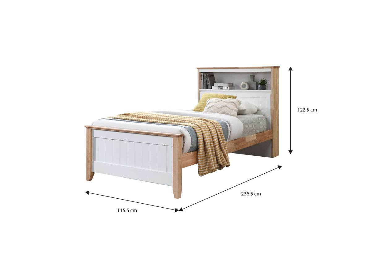 Jade Single Bed with Storage Headboard
