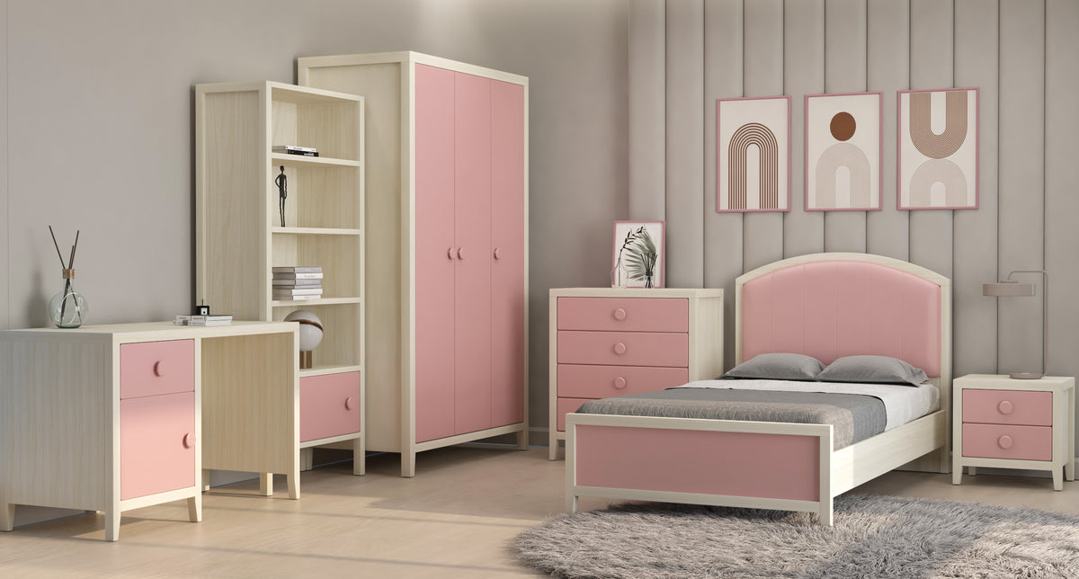 Elly Bedside Table with 2 Drawers - Pink