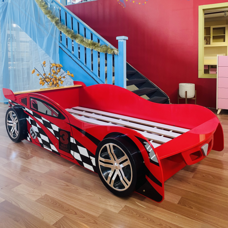 Racer King Single Car Bed - Red