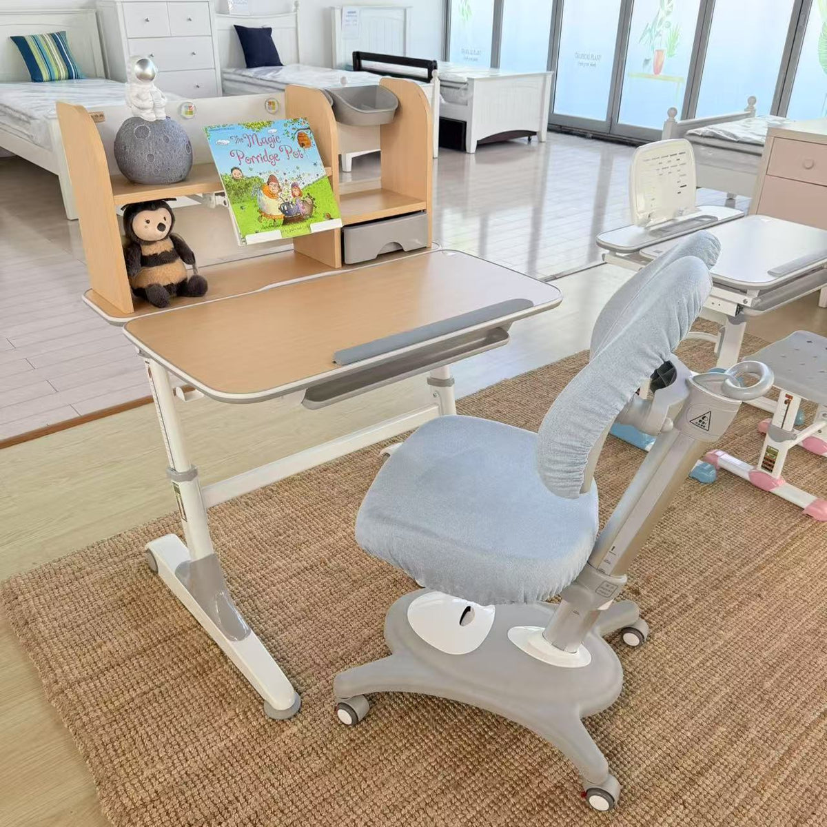 Galaxy Height Adjustable Kids Ergonomic Study Desk - Grey/Oak