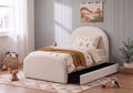 Eira King Single Boucle Bed with Trundle - Ivory White