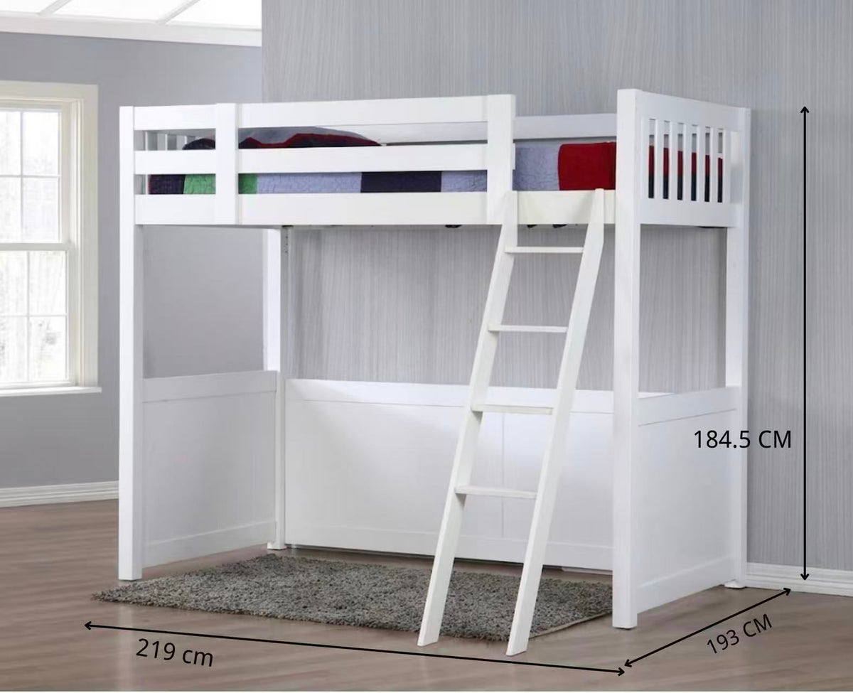 My Design King Single Loft Bed with Ladder - White